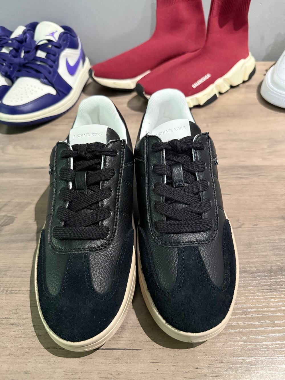 Michael Kors Black Leather & Suede Low-Top Platform Sneakers (Women's Size 6 US)